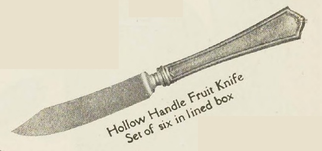 Catalog evidence for Exeter Pattern Hollow Handle Fruit Knives