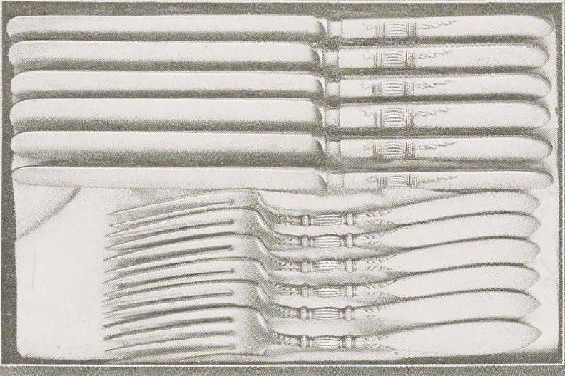 Catalog evidence for 1847 Rogers Bros. Queen Anne — Six No.60Medium Knives and Six Flat-Handle Medium Forks