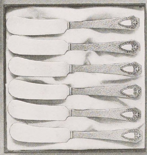 Catalog evidence for 1847 Rogers Bros. Heraldic — Six Butter Spreaders, Flat Handle