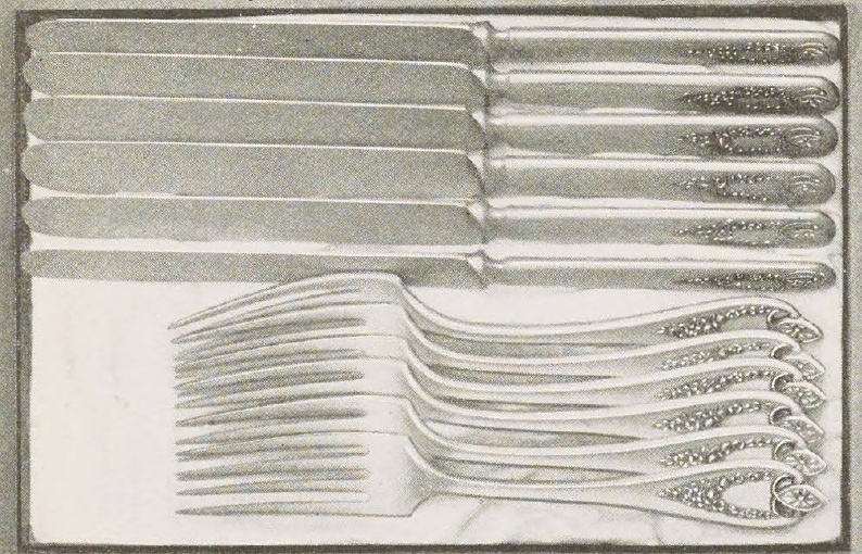 Catalog evidence for 1847 Rogers Bros. Old Colony — Six No. 52 Medium Knives and Six Flat Handle Medium Forks