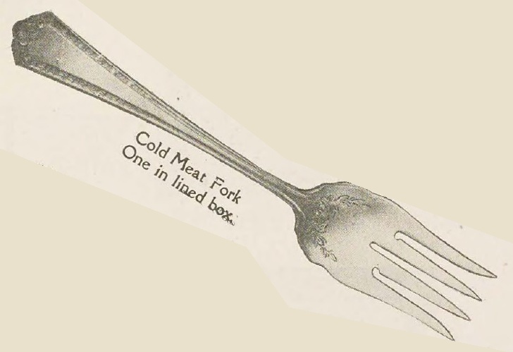 Catalog evidence for Wm. Rogers Mfg. Co. — Hampden — Cold Meat Fork; large