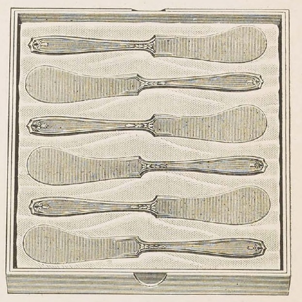 Catalog evidence for 1881 Rogers — Chippendale — Butter Spreaders; 6 in lined box